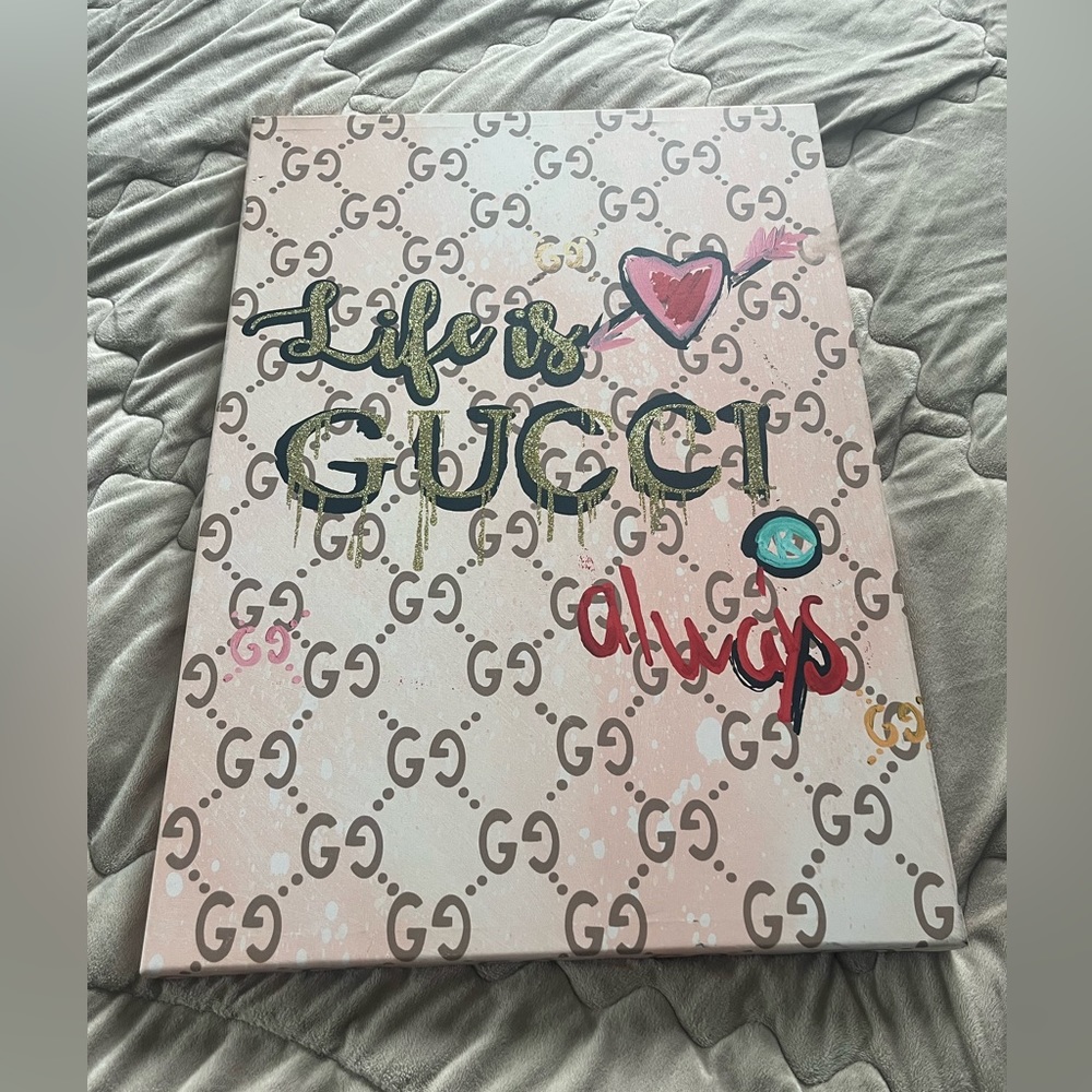 Life is Gucci always Pink barbiecore painting print‎
